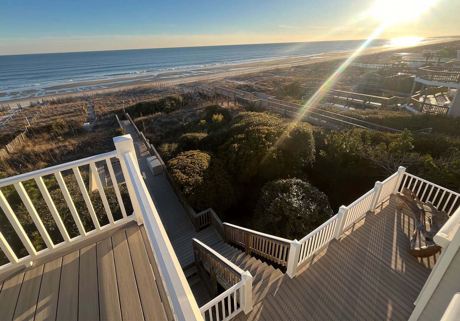 aerial view of porch stairs to ocean