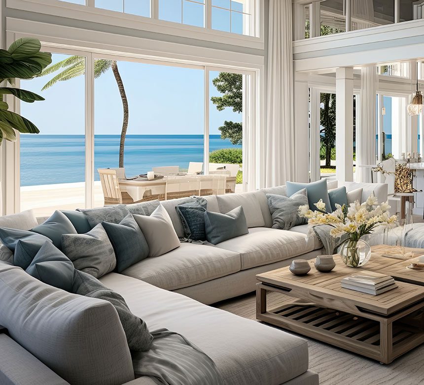 great room with view to ocean